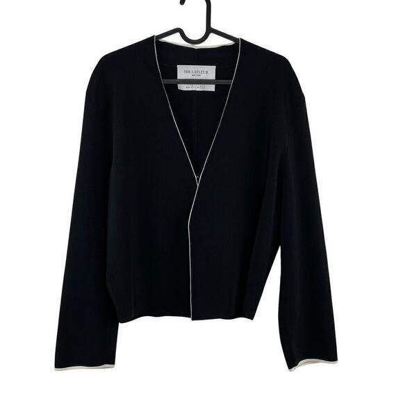MM Lafleur Black Remarkable Woman Contrast Trim Knit Jardigan Jacket Size XL - Picture 1 of 6
